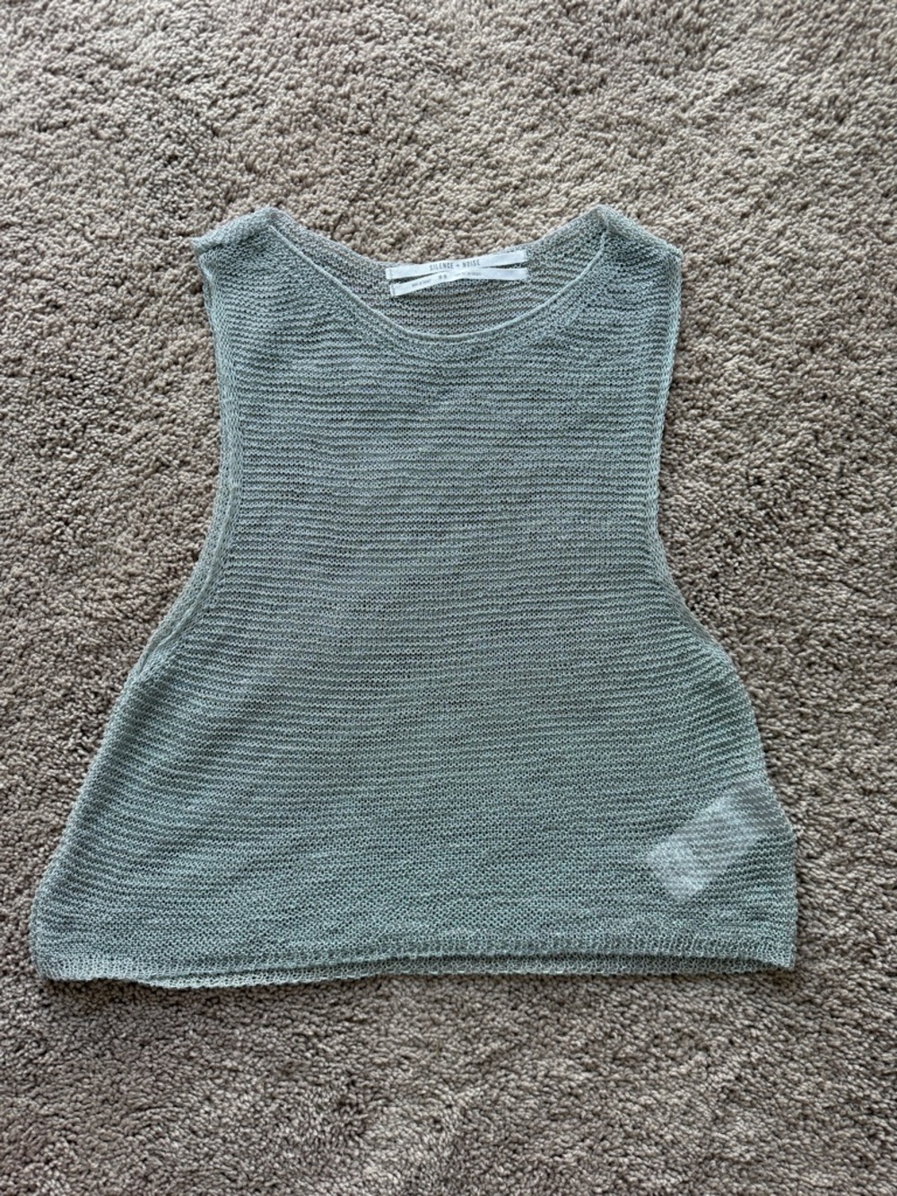 silence + noise silver gray Open-Knit see through Sleeveless Tank